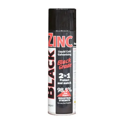 Black Satin Zinc Spray Can, Industrial Strength Liquid Cold Galvanising Spray 400g, Protect and Match 2 in 1 