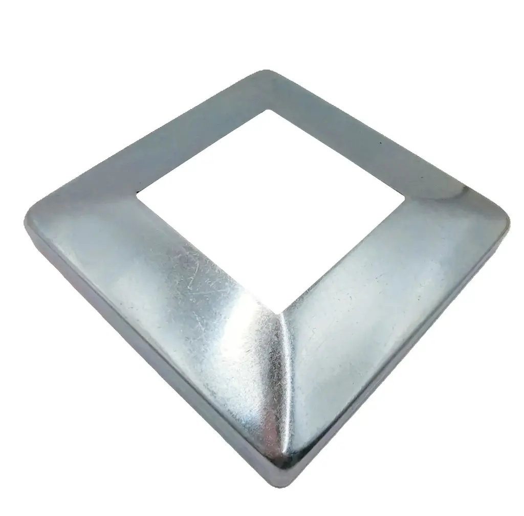 Square Base Plate Cover 125x125mm for Post (Any Post Size) Bolt Down- Steel Zinc