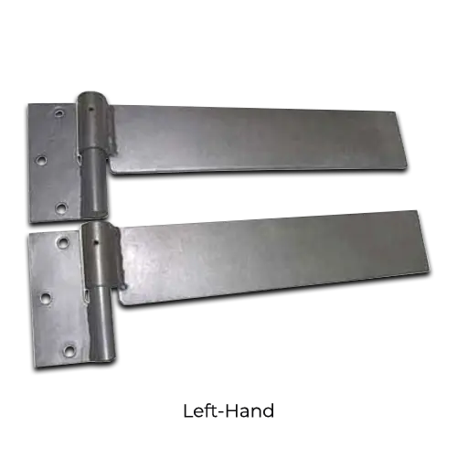 Zinc Plated Strap Hinges For Steel Gates - 19mm Pin, 300x65mm, LH, Silver - Pair