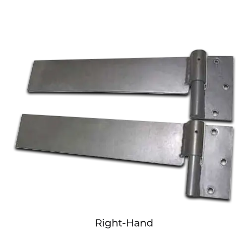 Zinc Plated Strap Hinges For Steel Gates - 19mm Pin, 300x65mm, RH, Silver - Pair